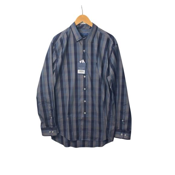 Cole Haan Mens Black Striped Long Sleeve Collared Button Up Dress Shirt Sz XL - Picture 4 of 10